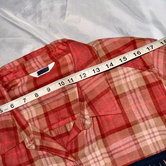 Urban Cowboy Flannel Shirt Rust/Peach Upcycled‎ Country Western Ladies - Picture 5 of 7